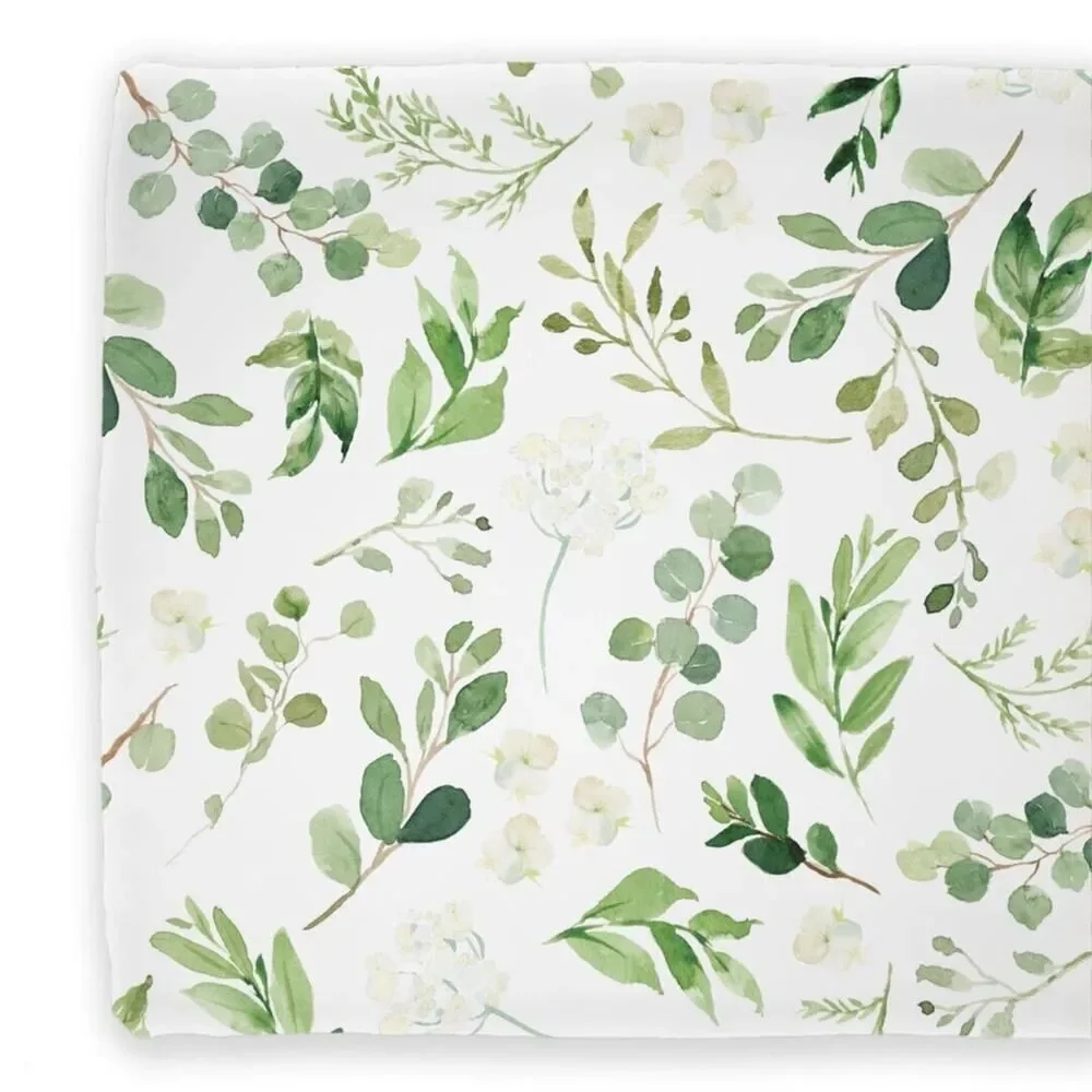Baby Girl Nursery Diaper Changing Pad Cover Watercolor Floral Greenery Boho